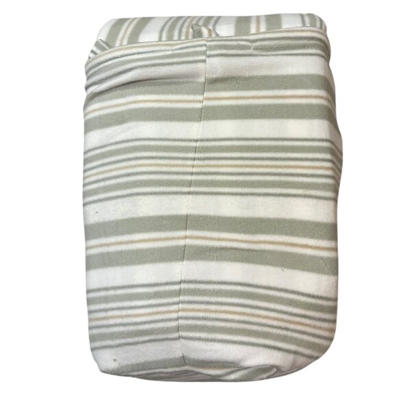 Cuddl Duds Twin Flannel Sheet Set – Green, White & Tan Striped - Picture 8 of 8